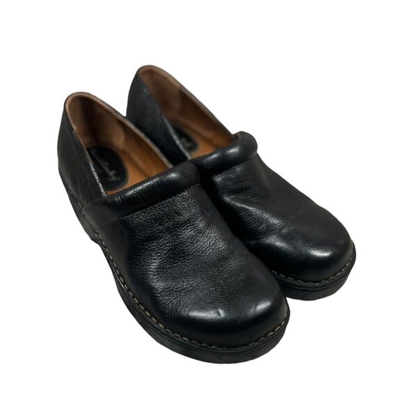Brown's Landing‎ Women's Leather Slip-On Nursing Clogs Black Size 9 - Picture 1 of 7